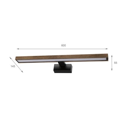Brilagi - LED fürdőszobai tükörvilágítás 3 az 1-ben WOODY MIRROR LED/12W/230V IP44 fekete/tölgy-dió