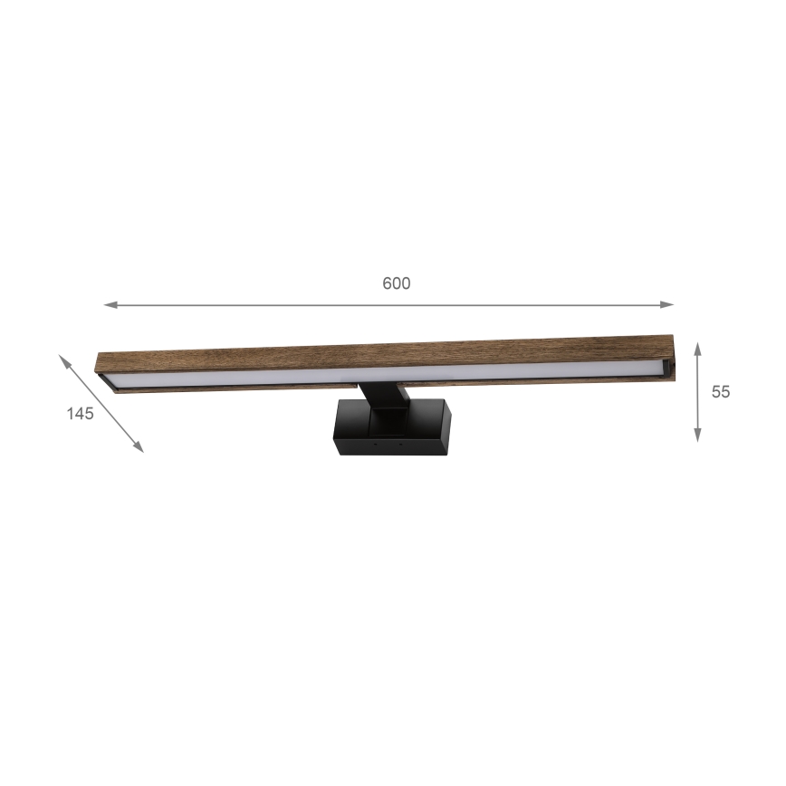Brilagi - LED fürdőszobai tükörvilágítás 3 az 1-ben WOODY MIRROR LED/12W/230V IP44 fekete/tölgy-dió