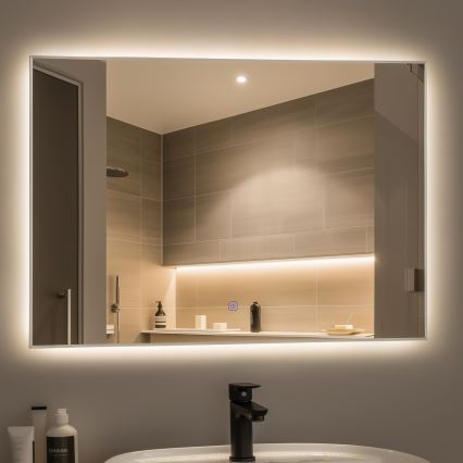 Brilagi - LED-es fürdőszobai tükör DESIO LED/28W/230V 60x80 cm ezüstszínű IP44 CRI 90 fényerőszabályozható + CCT