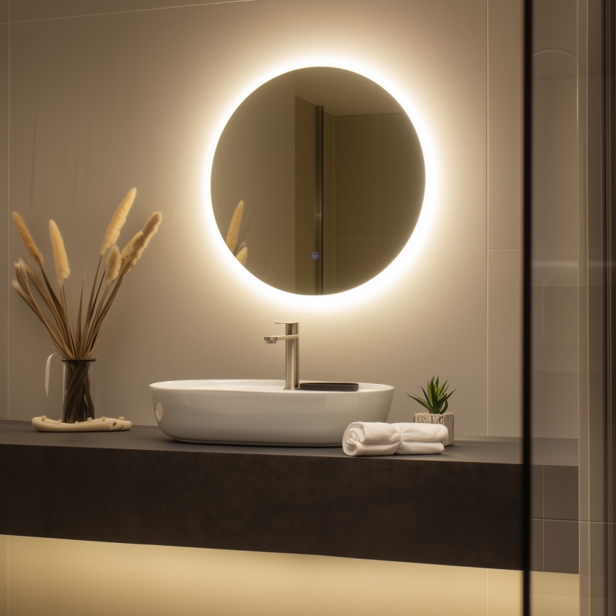 Brilagi - LED fürdőszobai tükör LUNA LED/19W/230V Ø 60 cm IP44 CRI 90 fényerőszabályozható + CCT