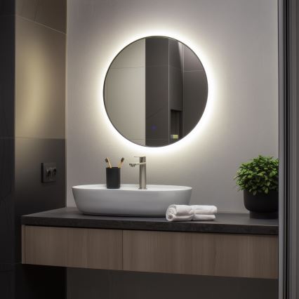 Brilagi - LED fürdőszobai tükör VENA BLACK LED/19W/230V Ø 60 cm IP44 CRI 90 dimmelhető + CCT (állítható színhőmérséklet)