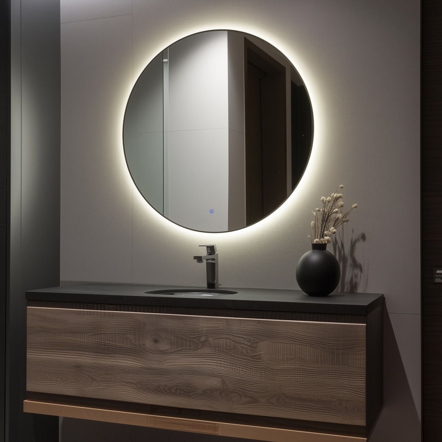 Brilagi - VENA BLACK LED fürdőszobai tükör LED/32W/230V Ø 100 cm IP44 CRI 90 fényerőszabályozható + CCT
