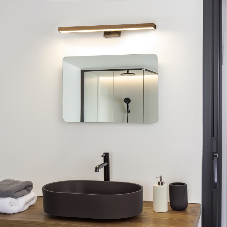 Brilagi - LED Fürdőszobai tükörmegvilágítás WOODY MIRROR LED/12W/230V 60 cm IP44 tölgy dió/fekete