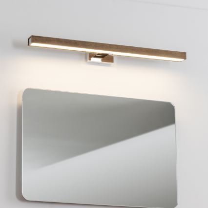Brilagi - LED Fürdőszobai tükörmegvilágítás WOODY MIRROR LED/12W/230V 60 cm IP44 tölgy dió/fényezett króm