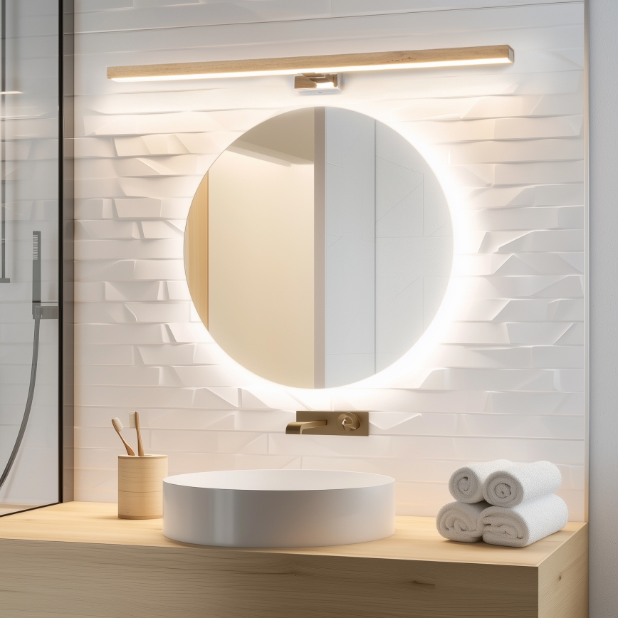 Brilagi - LED fürdőszobai tükörmegvilágítás WOODY MIRROR LED/15W/230V 90 cm IP44 tölgy/fehér