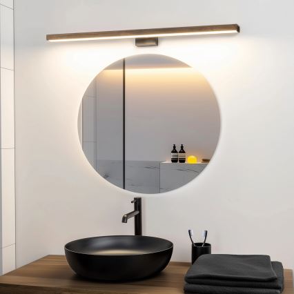 Brilagi - LED Fürdőszobai tükörmegvilágítás WOODY MIRROR LED/15W/230V 90 cm IP44 tölgy dió/fekete