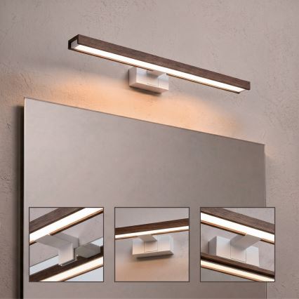 Brilagi - LED fürdőszobai tükörvilágítás 3 az 1-ben WOODY MIRROR 3v1 LED/12W/230V 60 cm IP44 fehér/tölgy dió
