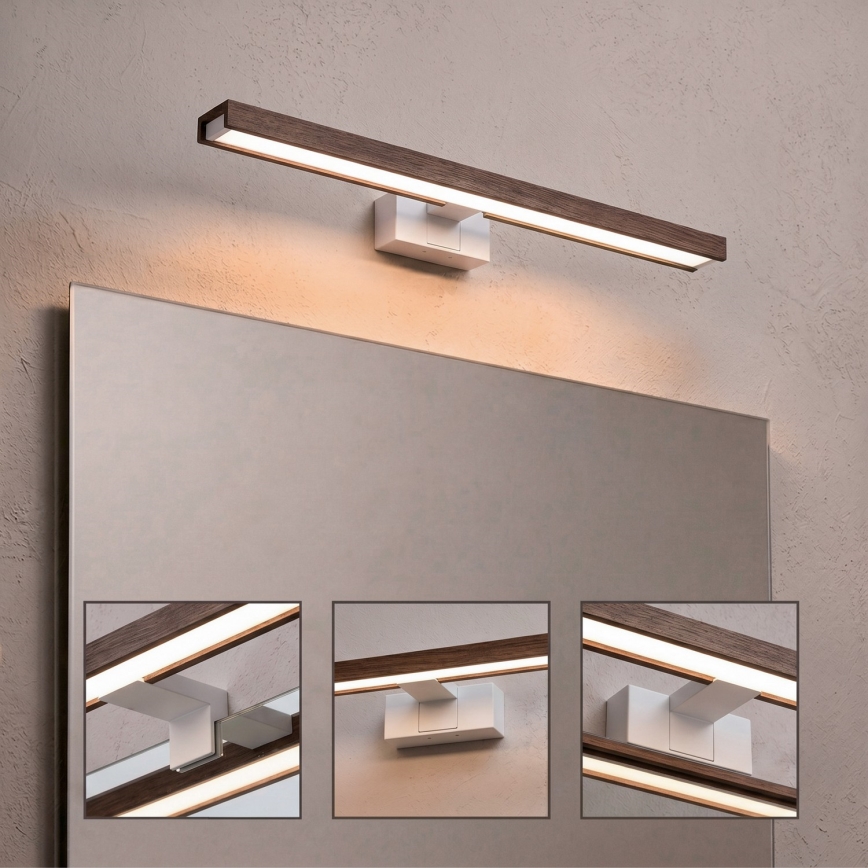 Brilagi - LED fürdőszobai tükörvilágítás 3 az 1-ben WOODY MIRROR 3v1 LED/12W/230V 60 cm IP44 fehér/tölgy dió