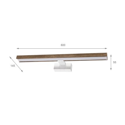 Brilagi - LED fürdőszobai tükörvilágítás 3 az 1-ben WOODY MIRROR 3v1 LED/12W/230V 60 cm IP44 fehér/tölgy dió