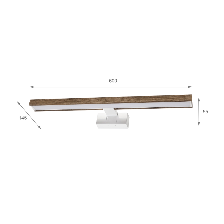Brilagi - LED fürdőszobai tükörvilágítás 3 az 1-ben WOODY MIRROR 3v1 LED/12W/230V 60 cm IP44 fehér/tölgy dió