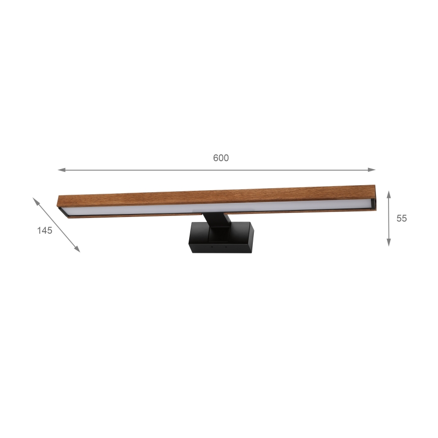 Brilagi - LED fürdőszobai tükörvilágítás 3 az 1-ben WOODY MIRROR LED/12W/230V 60 cm IP44 fekete/tölgy-cseresznye