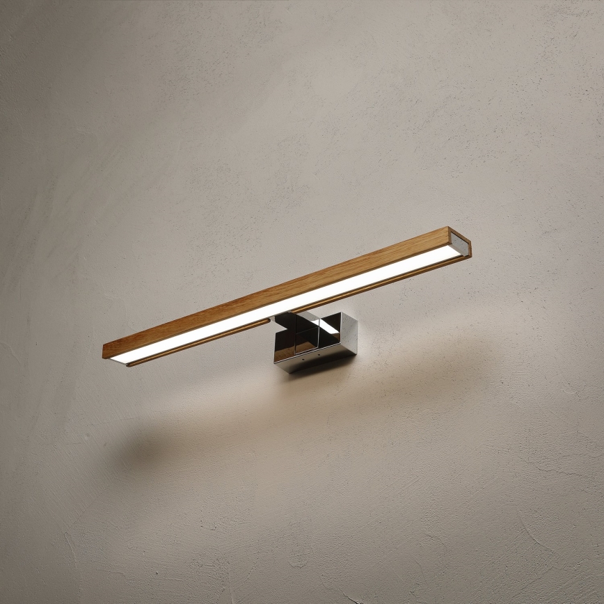 Brilagi - LED fürdőszobai tükörvilágítás 3 az 1-ben WOODY MIRROR LED/12W/230V 60 cm IP44 fényes króm/tölgy