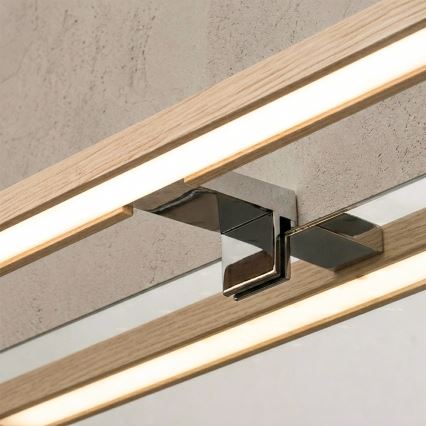Brilagi - LED fürdőszobai tükörvilágítás 3 az 1-ben WOODY MIRROR LED/12W/230V 60 cm IP44 fényes króm/tölgy
