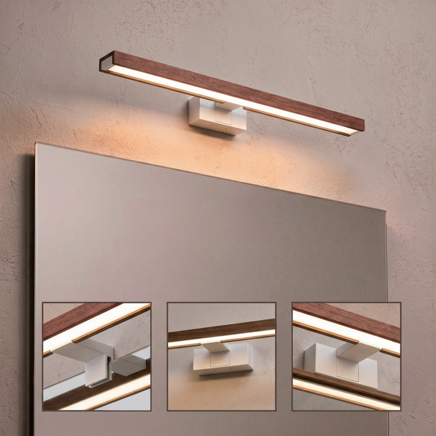 Brilagi - LED fürdőszobai tükörvilágítás 3 az 1-ben WOODY MIRROR LED/12W/230V 60 cm IP44 fehér/tölgy-cseresznye