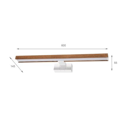 Brilagi - LED fürdőszobai tükörvilágítás 3 az 1-ben WOODY MIRROR LED/12W/230V 60 cm IP44 fehér/tölgy-cseresznye