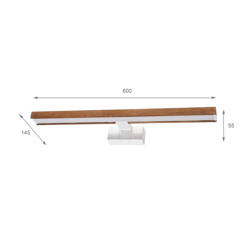 Brilagi - LED fürdőszobai tükörvilágítás 3 az 1-ben WOODY MIRROR LED/12W/230V 60 cm IP44 fehér/tölgy-cseresznye