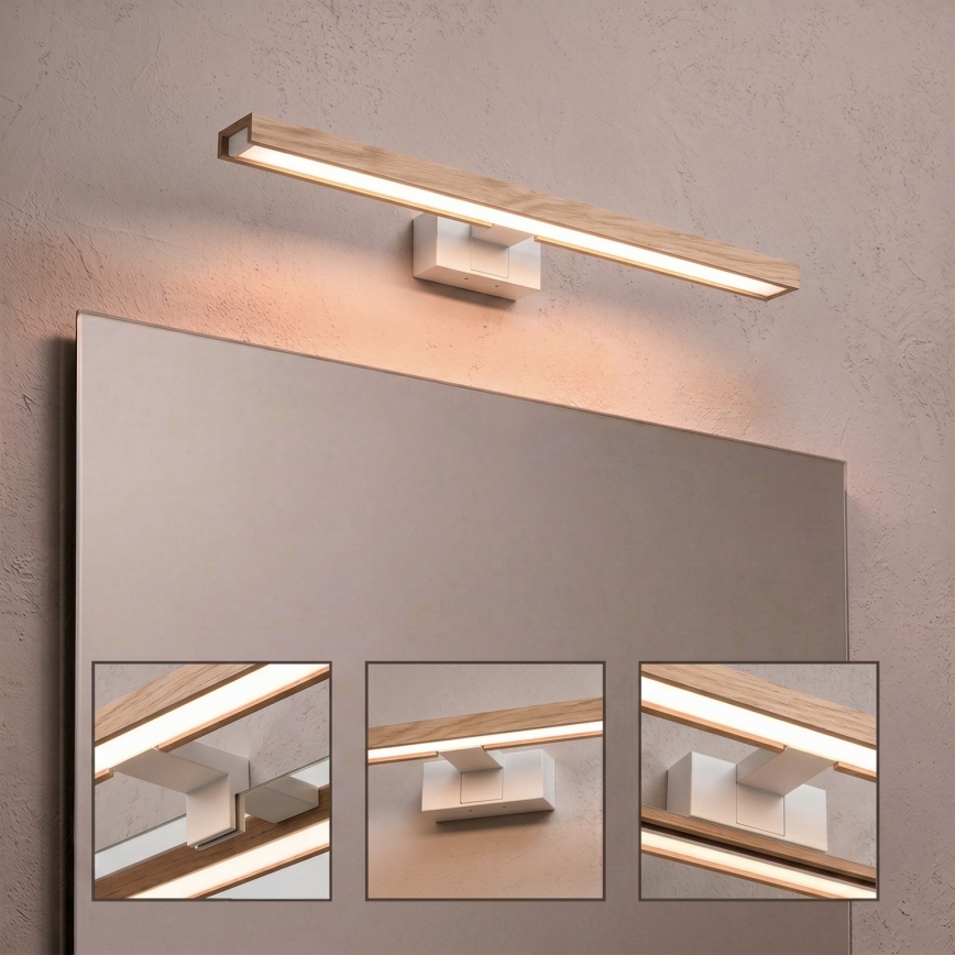 Brilagi - LED fürdőszobai tükörvilágítás 3 az 1-ben WOODY MIRROR LED/12W/230V 60 cm IP44 fehér/tölgy