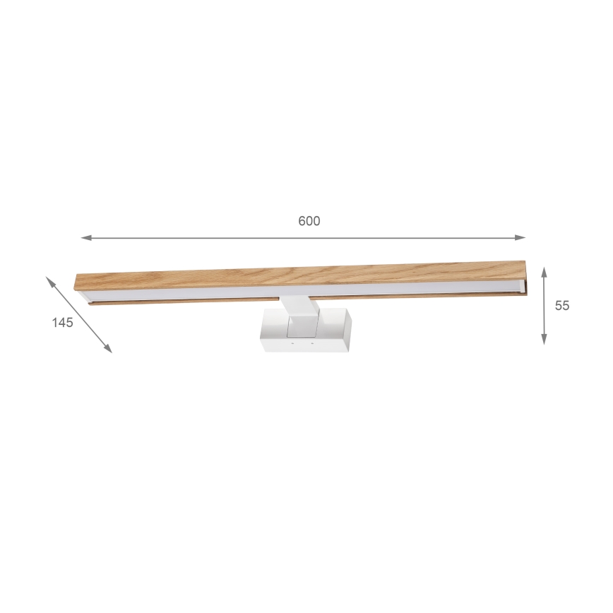 Brilagi - LED fürdőszobai tükörvilágítás 3 az 1-ben WOODY MIRROR LED/12W/230V 60 cm IP44 fehér/tölgy