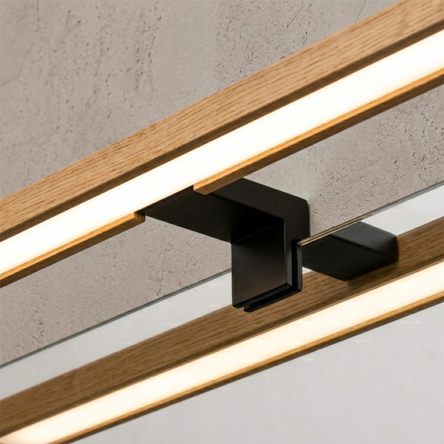 Brilagi - LED fürdőszobai tükörvilágítás 3 az 1-ben WOODY MIRROR LED/12W/230V 60 cm IP44 fekete/tölgy