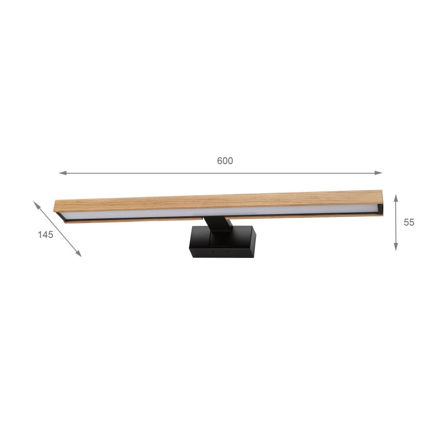 Brilagi - LED fürdőszobai tükörvilágítás 3 az 1-ben WOODY MIRROR LED/12W/230V 60 cm IP44 fekete/tölgy