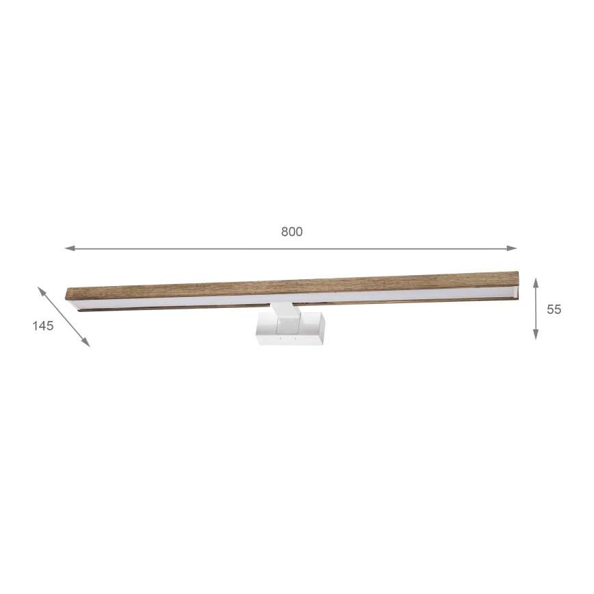 Brilagi - LED fürdőszobai tükörvilágítás 3 az 1-ben WOODY MIRROR LED/15W/230V 80 cm IP44 fehér/tölgy-dió
