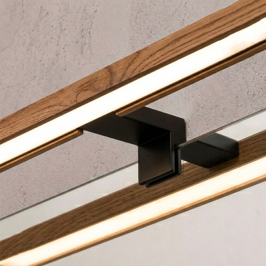 Brilagi - LED fürdőszobai tükörvilágítás 3 az 1-ben WOODY MIRROR LED/15W/230V 80 cm IP44 fekete/tölgy-cseresznye