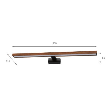 Brilagi - LED fürdőszobai tükörvilágítás 3 az 1-ben WOODY MIRROR LED/15W/230V 80 cm IP44 fekete/tölgy-cseresznye