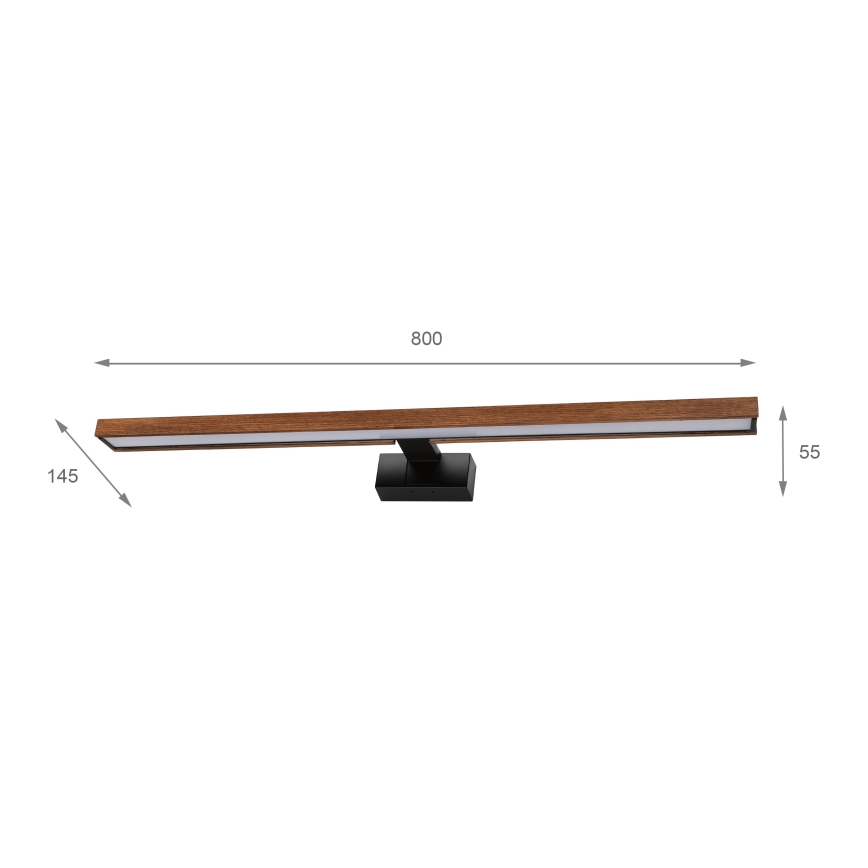 Brilagi - LED fürdőszobai tükörvilágítás 3 az 1-ben WOODY MIRROR LED/15W/230V 80 cm IP44 fekete/tölgy-cseresznye