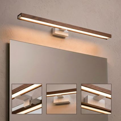 Brilagi - LED fürdőszobai tükörvilágítás 3 az 1-ben WOODY MIRROR LED/15W/230V 80 cm IP44 fehér/tölgy-cseresznye