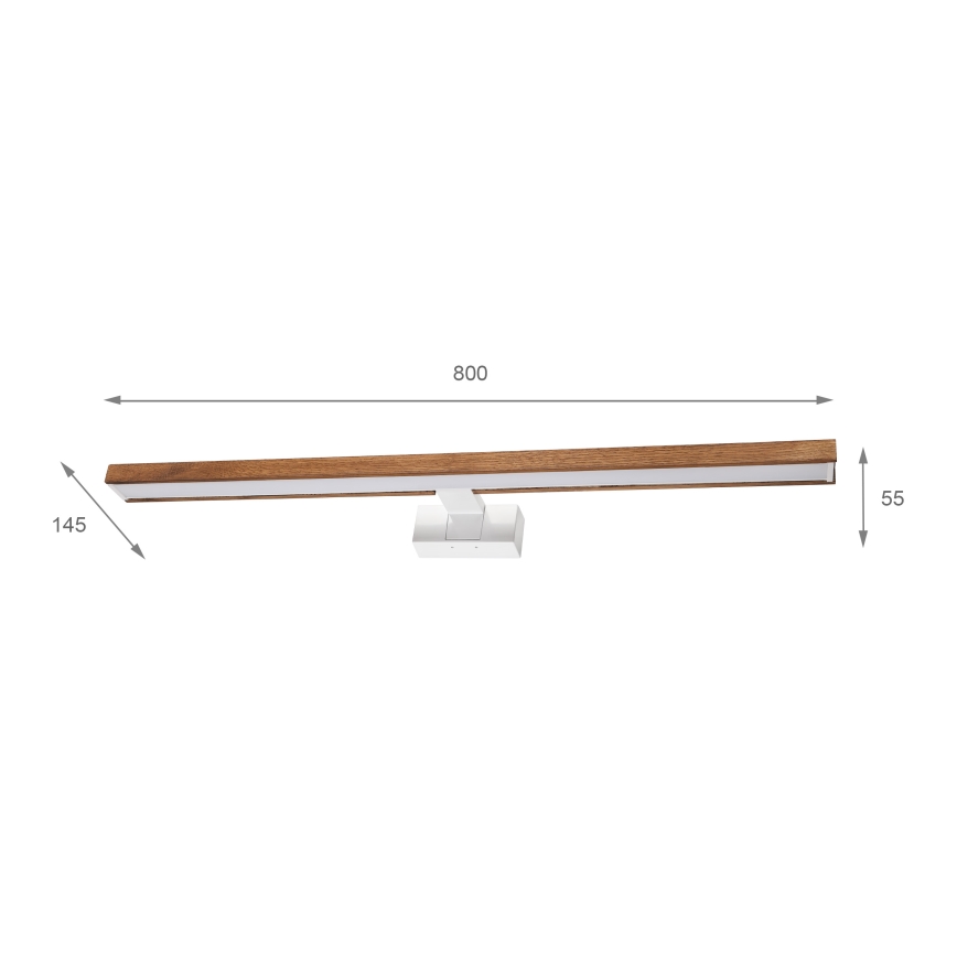 Brilagi - LED fürdőszobai tükörvilágítás 3 az 1-ben WOODY MIRROR LED/15W/230V 80 cm IP44 fehér/tölgy-cseresznye
