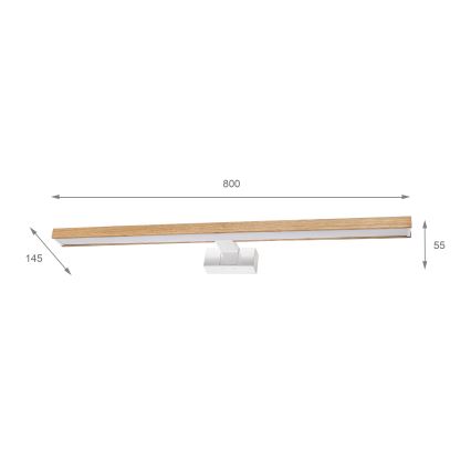Brilagi - LED fürdőszobai tükörvilágítás 3 az 1-ben WOODY MIRROR LED/15W/230V 80 cm IP44 fehér/tölgy