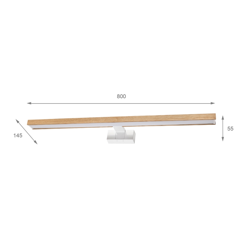 Brilagi - LED fürdőszobai tükörvilágítás 3 az 1-ben WOODY MIRROR LED/15W/230V 80 cm IP44 fehér/tölgy