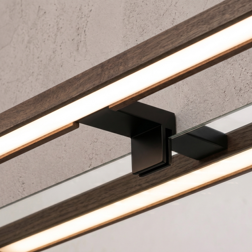 Brilagi - WOODY MIRROR 3 az 1-ben LED fürdőszobai tükörvilágítás LED/15W/230V 80 cm IP44 fekete/tölgy-dió