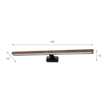 Brilagi - WOODY MIRROR 3 az 1-ben LED fürdőszobai tükörvilágítás LED/15W/230V 80 cm IP44 fekete/tölgy-dió