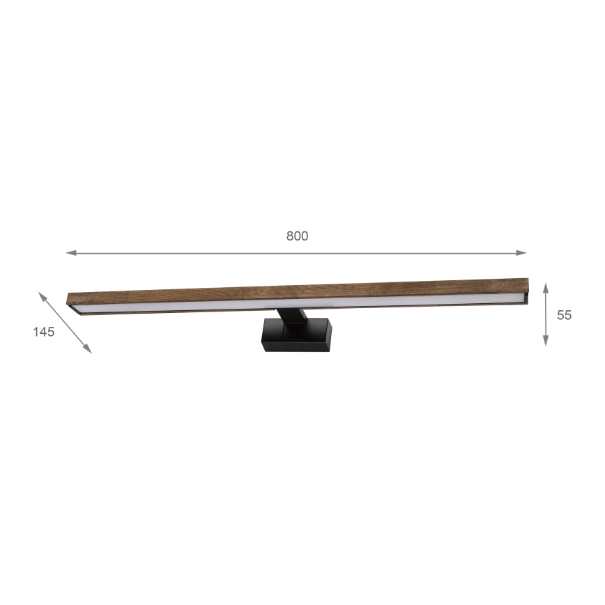 Brilagi - WOODY MIRROR 3 az 1-ben LED fürdőszobai tükörvilágítás LED/15W/230V 80 cm IP44 fekete/tölgy-dió