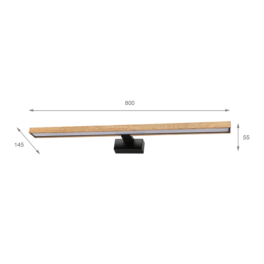 Brilagi - LED fürdőszobai tükörvilágítás 3 az 1-ben WOODY MIRROR LED/15W/230V 80 cm IP44 fekete/tölgy