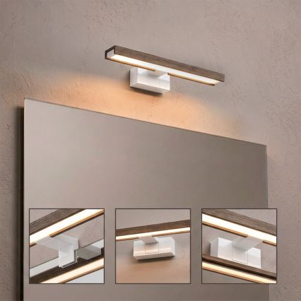 Brilagi - LED fürdőszobai tükörvilágítás 3 az 1-ben WOODY MIRROR LED/8W/230V 40 cm IP44 fehér/tölgy