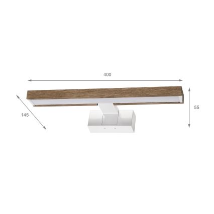 Brilagi - LED fürdőszobai tükörvilágítás 3 az 1-ben WOODY MIRROR LED/8W/230V 40 cm IP44 fehér/tölgy