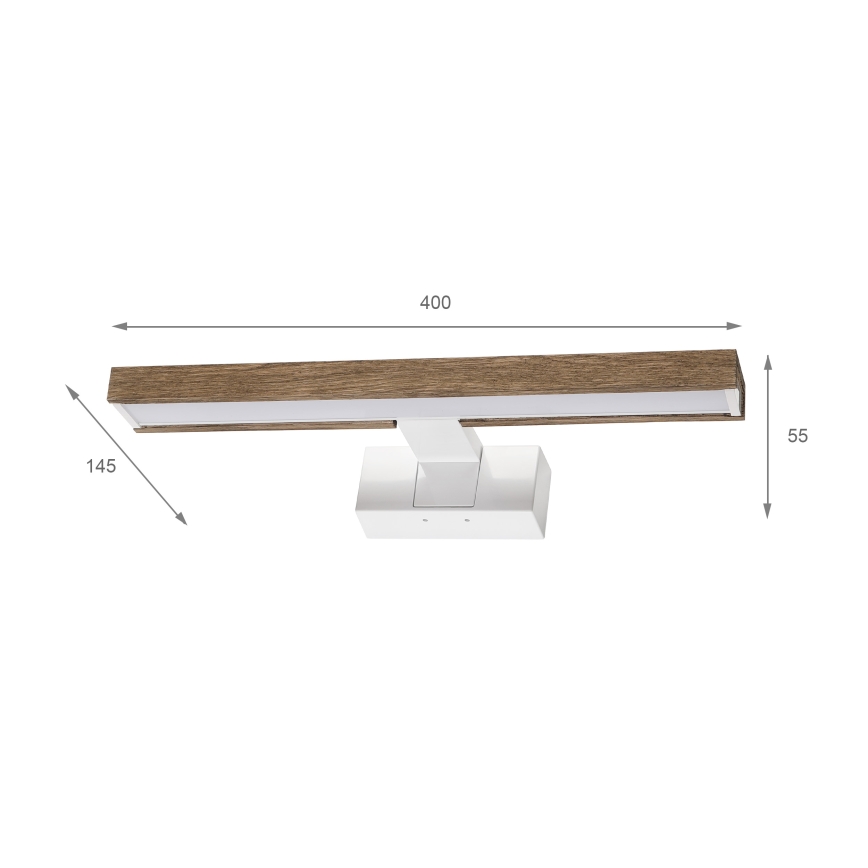 Brilagi - LED fürdőszobai tükörvilágítás 3 az 1-ben WOODY MIRROR LED/8W/230V 40 cm IP44 fehér/tölgy