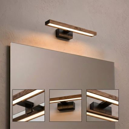 Brilagi - LED fürdőszobai tükörvilágítás 3 az 1-ben WOODY MIRROR LED/8W/230V 40 cm IP44 fekete/tölgy