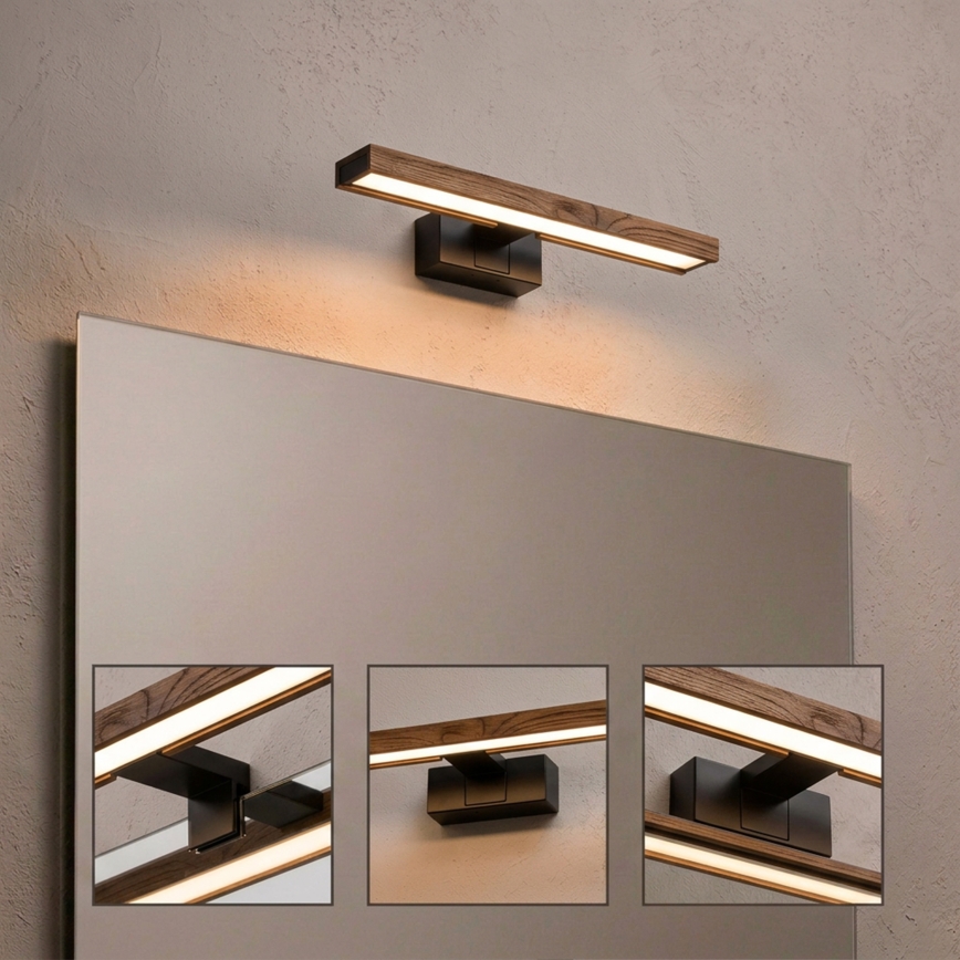 Brilagi - LED fürdőszobai tükörvilágítás 3 az 1-ben WOODY MIRROR LED/8W/230V 40 cm IP44 fekete/tölgy