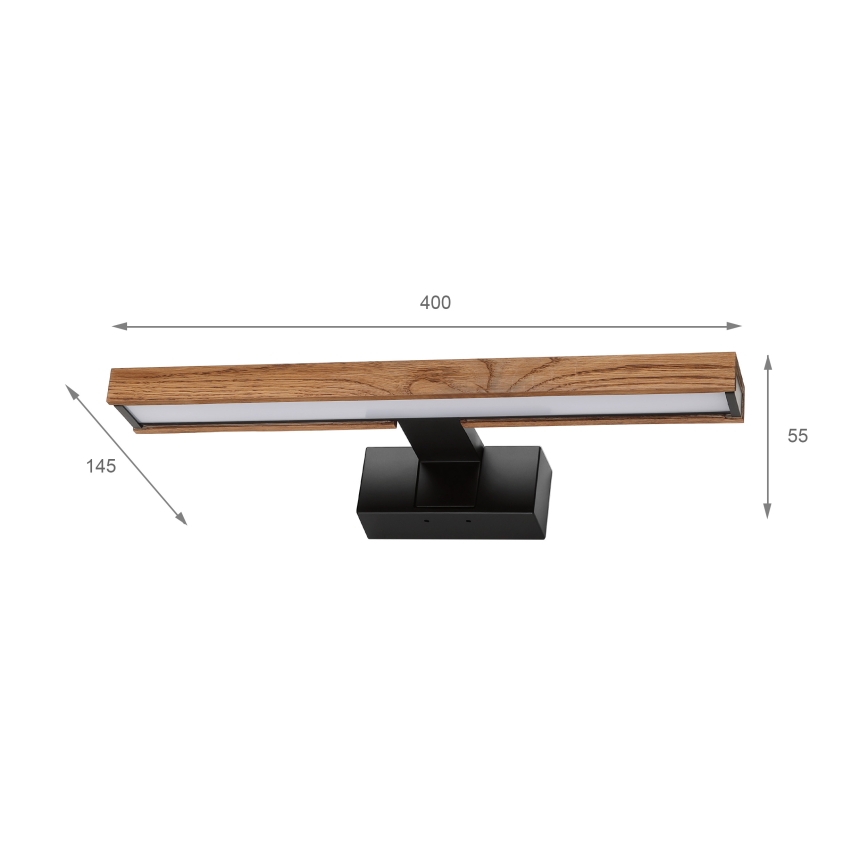 Brilagi - LED fürdőszobai tükörvilágítás 3 az 1-ben WOODY MIRROR LED/8W/230V 40 cm IP44 fekete/tölgy