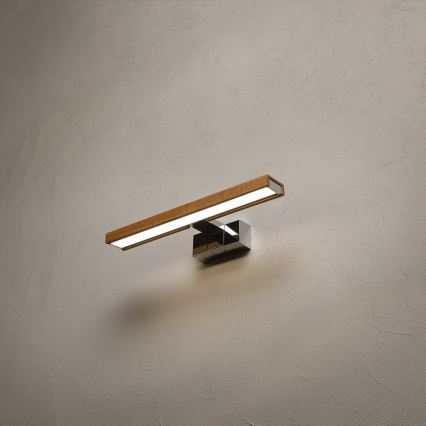 Brilagi - 3 az 1-ben LED fürdőszobai tükörvilágítás WOODY MIRROR LED/8W/230V 40 cm IP44 fényes króm/tölgy