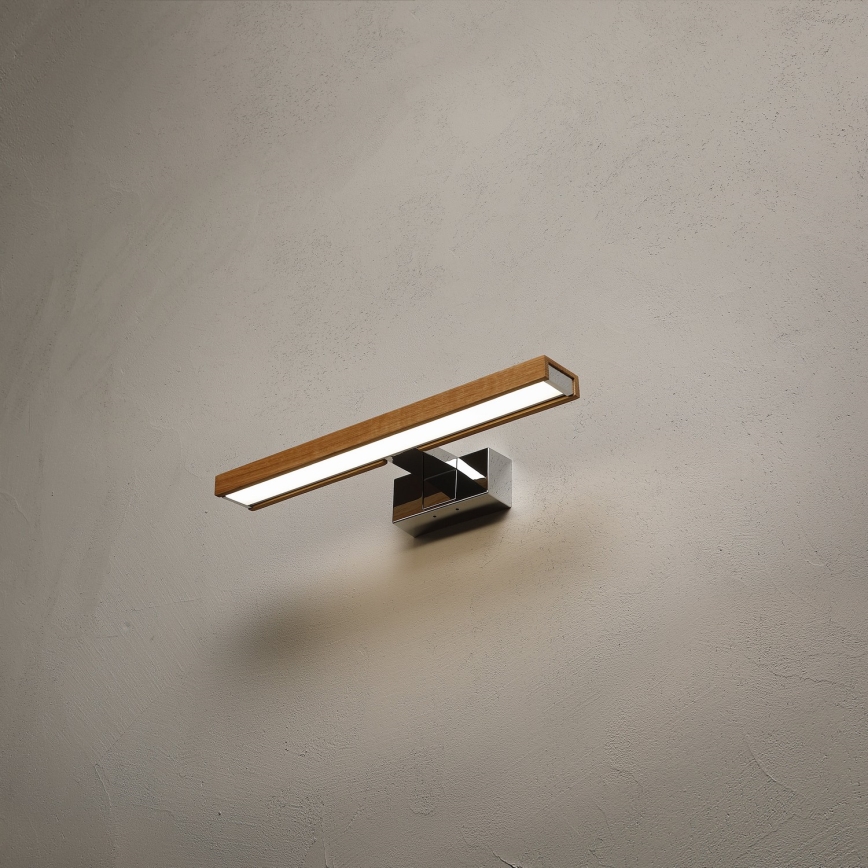 Brilagi - 3 az 1-ben LED fürdőszobai tükörvilágítás WOODY MIRROR LED/8W/230V 40 cm IP44 fényes króm/tölgy