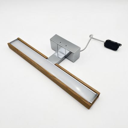 Brilagi - 3 az 1-ben LED fürdőszobai tükörvilágítás WOODY MIRROR LED/8W/230V 40 cm IP44 fényes króm/tölgy