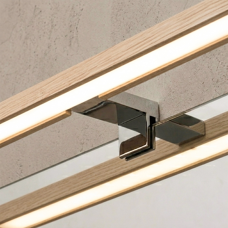 Brilagi - 3 az 1-ben LED fürdőszobai tükörvilágítás WOODY MIRROR LED/8W/230V 40 cm IP44 fényes króm/tölgy