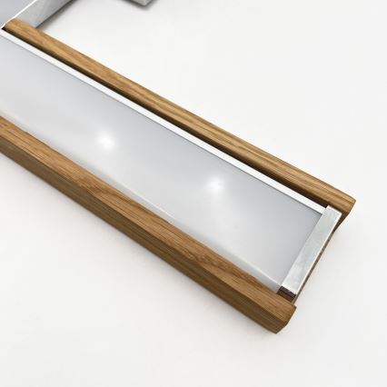 Brilagi - 3 az 1-ben LED fürdőszobai tükörvilágítás WOODY MIRROR LED/8W/230V 40 cm IP44 fényes króm/tölgy