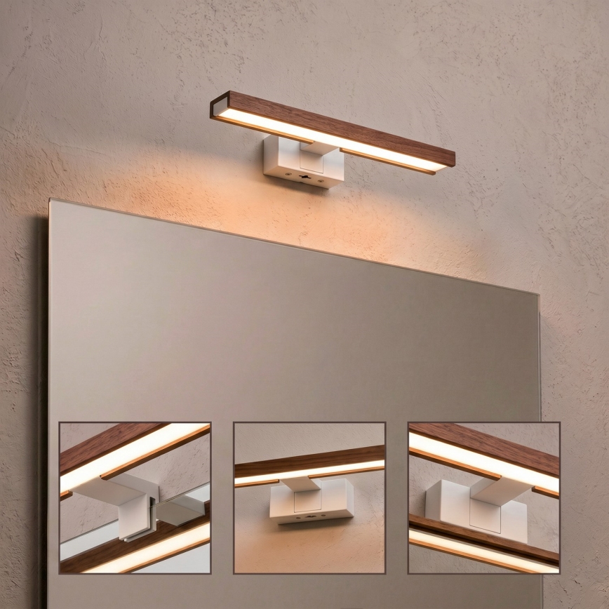 Brilagi - WOODY MIRROR 3 az 1-ben LED fürdőszobai tükörvilágítás LED/8W/230V 40 cm IP44 fehér/tölgy-cseresznye