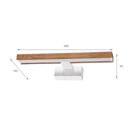 Brilagi - WOODY MIRROR 3 az 1-ben LED fürdőszobai tükörvilágítás LED/8W/230V 40 cm IP44 fehér/tölgy-cseresznye