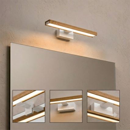 Brilagi - LED fürdőszobai tükörvilágítás 3 az 1-ben WOODY MIRROR LED/8W/230V 40 cm IP44 fehér/tölgy